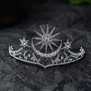 Star Crown Crystal Bridal Tiara Rhinestone Pageant Diadem Star Headdress Wedding